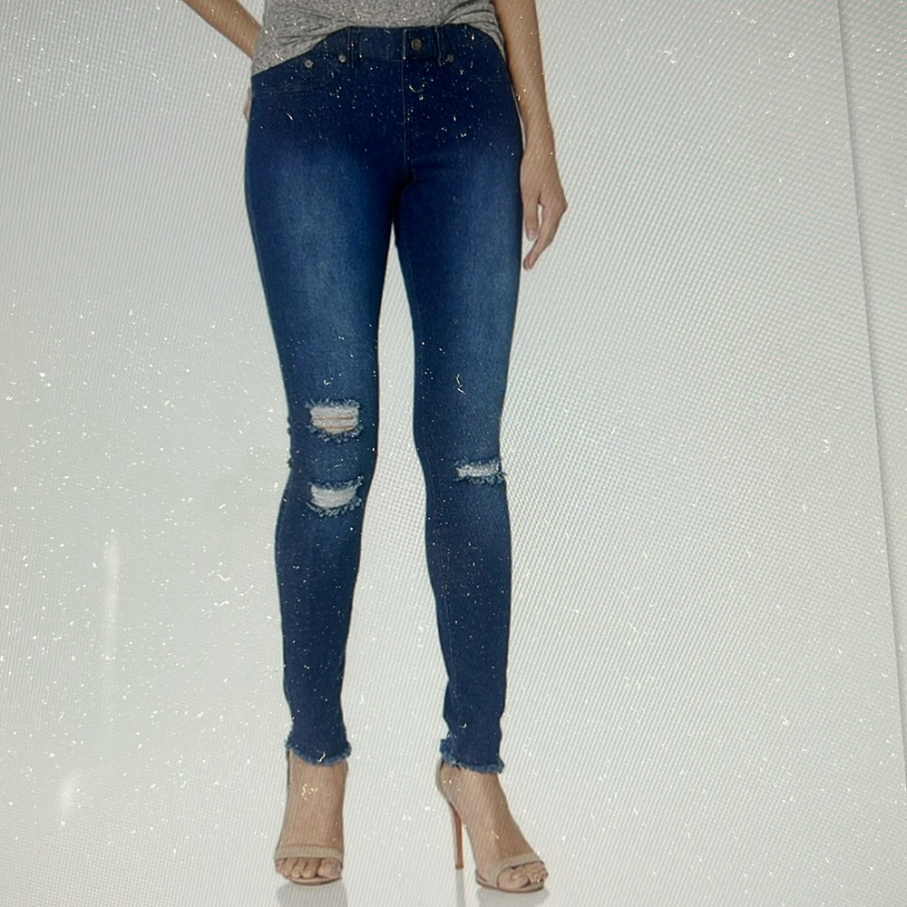 Mix No 6 Ripped Denim Leggings in Blue